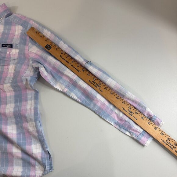 Columbia Women's PFG Super Bonehead Button Down Shirt Pink Blue Plaid Size XS - Picture 11 of 12